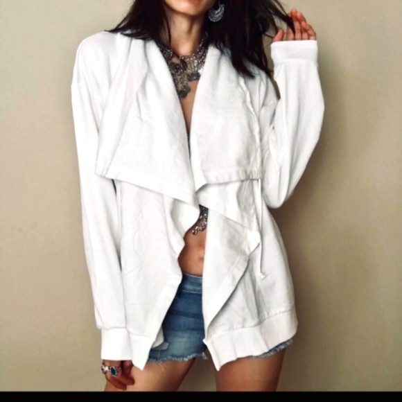 Young Fabulous & Broke Sweaters - Young Fabulous & Broke White Open Front Waterfall Cardigan Size S NWT